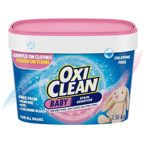 OxiClean All-Purpose Baby Enzyme Stain Remover Powder for Cloth Diapers, Bedding, Blankets, and Upholstery - Colour Safe, Chlorine Bleach, Fragrance Free, 1.36 kg