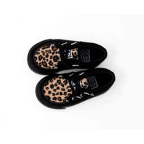 Black & Leopard 2-Ring Creeper Toddler Sneaker