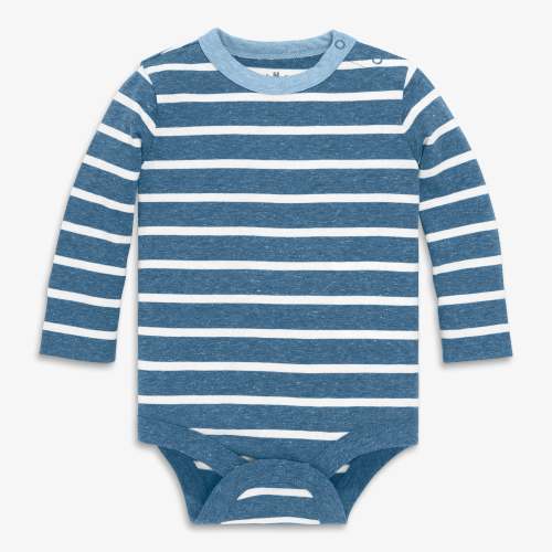 Heathered long sleeve stripe babysuit | Primary.com