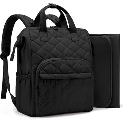 LOVEVOOK Small Diaper Bag Backpack, Mini Baby Bag for Girl Boy with Changing Pad, Diaper Backpack for Mom Dad with Stroller Buckles, Black