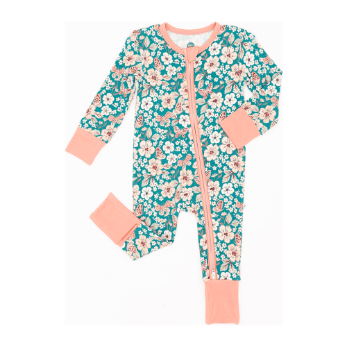 Bamboo One Piece Zip Pajama - Juniper