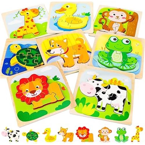 TOY Life Wooden Puzzles for Toddlers 2-4, Montessori Toys for 1 2 3 Year Old Toddler Boys Girls, Animals Jigsaw Puzzles, Educational Learning Toy Kids Puzzle, Best Gifts Toys for Baby Ages 1-3 2-4