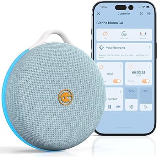 Gianna Portable White Noise Machine with Custom Voice Recording & App Control, Rechargeable Baby Sound Machine, Night Light, Timer, 12-Hour Battery for Sleep, Travel & Nursery