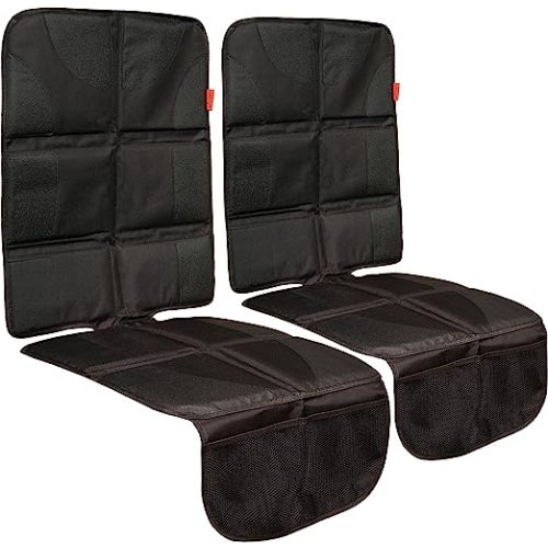 Lusso Gear Car Seat Cover & Protector - 2-Pack Waterproof Non-Slip Protector - Mesh Pocket Organizer - Universal Fit for Convertible & Toddler Car Seats, Black
