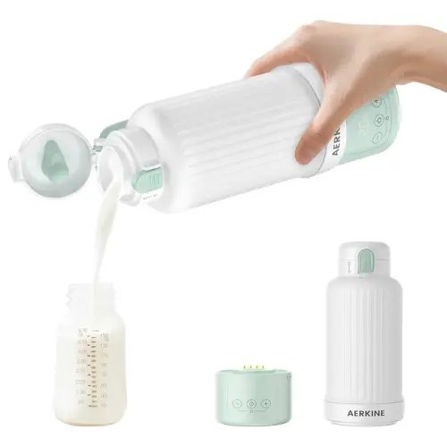 Portable Milk Warmer for Travel - The Portable Bottle Warmer On The Go with 16.9 Ounces Large Capacity and 10000mAh Long Battery Life, Meet All Your Baby Travel Essentials Needs(Green)