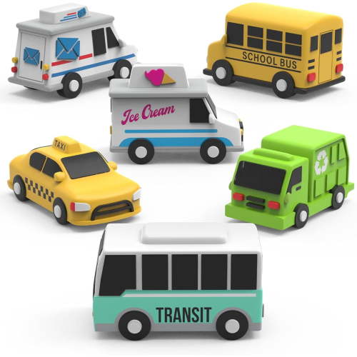 Tub Works, Bath Toys, Mold Free Bath Cars 6 Pack Sealed No Hole Design