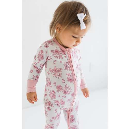 Blush Rose Garden Zipper Romper