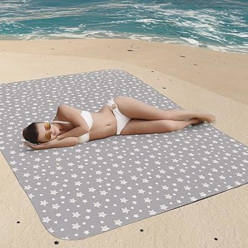 Large Splat Mat 54x72 Inches Extra Large Waterproof Mat Anti-Slip Bottom, Baby Art Playtime Mat for Craft/Mealtime on Table or Floor, Washable Portable Picnic Mat, Grey Star 4.5x6 Ft