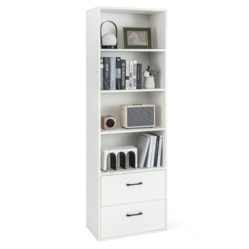 Costway 6-Tier Tall Bookshelf Freestanding Modern Bookcase White Storage Cabinet