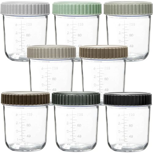 Youngever Glass Baby Food Storage, 6 Ounce Baby Food Glass Containers with Airtight Lids, Glass Jars with Lids, 8 Urban Colors