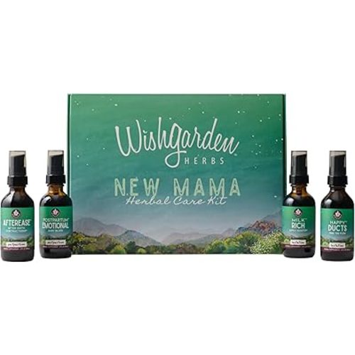 WishGarden Herbs Postpartum Essentials Kit with Gift Box - Post partum Essentials for New Mom w/AfterEase, Happy Ducts, Milk Rich & Baby Blues, Supports Contractions, Breastfeeding & Postpartum Mood