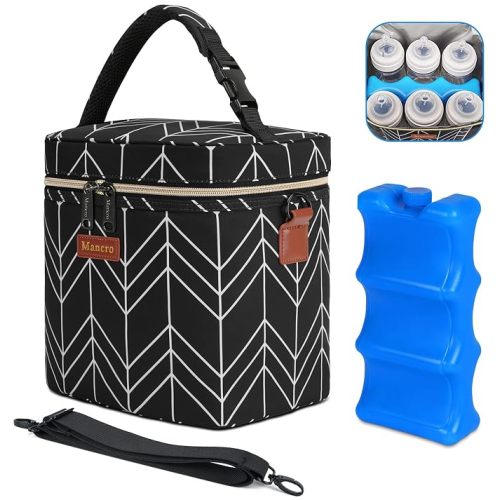 Mancro Breastmilk Cooler Bag with Ice Pack Fits 6 Baby Bottle Up to 9 Ounce