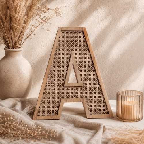 Custom Rattan Look Wooden Letters, Boho Nursery Name Sign, Wedding Birthday Decor