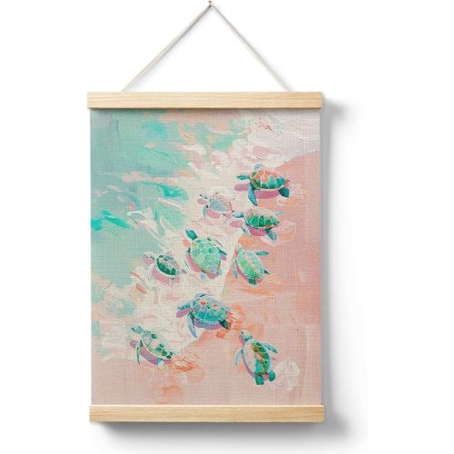 AQYIP Pastel Sea Turtle Beach Wall Art Decor, Preppy Beach Room Decor, Abstract Colorful Turtle Ocean Sea Life Poster Canvas Prints for Home Bedroom Living Room Wall Decoration, 12x16 Inch