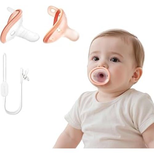 Breast & Thumb Shape Pacifier Set with Clip, Anti-Colic & Anti-Addiction Newborn Soothing Pacifiers, 2-Pack with Pacifier Leash for Baby Boy Girl 0-6 Months