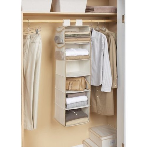 Mainstays Canvas 6-Shelf Organizer, Brownstone Trim