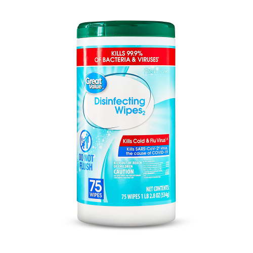Great Value Disinfecting Wipes, Fresh Scent, 75 Count, Kills 99.9% of Bacteria