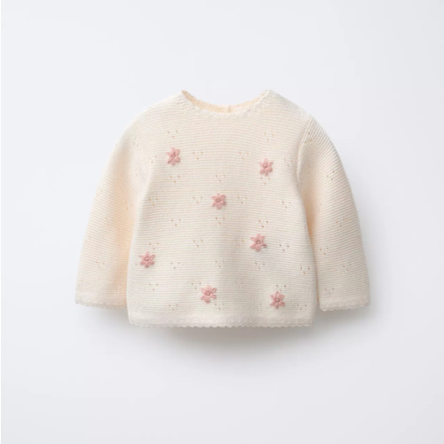 EMBROIDERED FLORAL KNIT SWEATER - Mid-ecru | ZARA United States