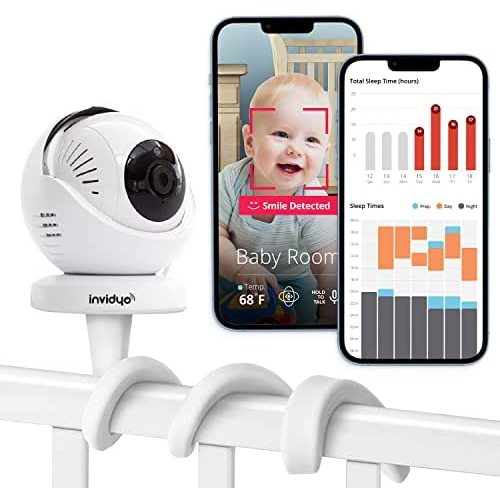 invidyo - WiFi Baby Monitor with Live Video and Audio | Cry Detection & Stranger Alerts | 1080P Full HD Camera, Night Vision, Two Way Talk, Temperature Sensor | Remote Pan & Tilt with Smart Phone App