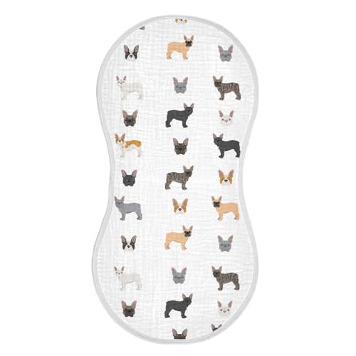 vvfelixl Burp Cloths Different French Bulldog for Baby Boy Girls Baby Washcloths Burp Rags 1 Pack