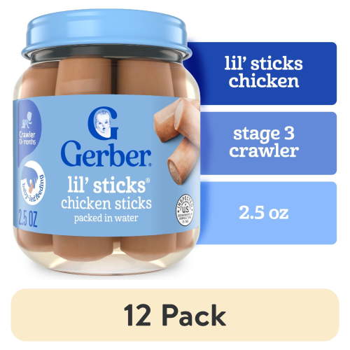 (12 pack) Gerber 3rd Foods Mealtime for Baby Lil' Sticks, Chicken, 2.5 oz Jar