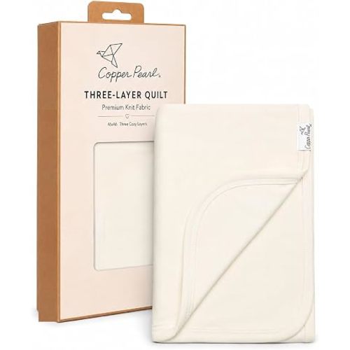 Copper Pearl Jumbo 3-Layer Baby Blanket: Soft Baby Quilts for Boys and Girls | Breathable, Cozy, Toddler Blanket | Baby Quilt for Newborns | 46x46 Premium Polyester/Rayon | Butter