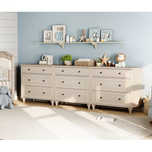 Charlton Home® Scarlett Kids Dressers With 9 Wide Chest Of Drawers, Large Wood Baby Dressers For Living Room, Nursery, Hallway & Reviews | Wayfair