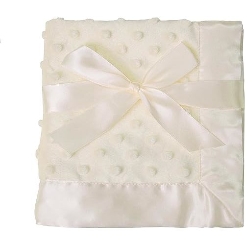 American Baby Company Heavenly Soft Chenille Security Blanket, 2-Layer Design with Minky Dot & Silky Satin, Cream, 14" x 14" for Boys and Girls