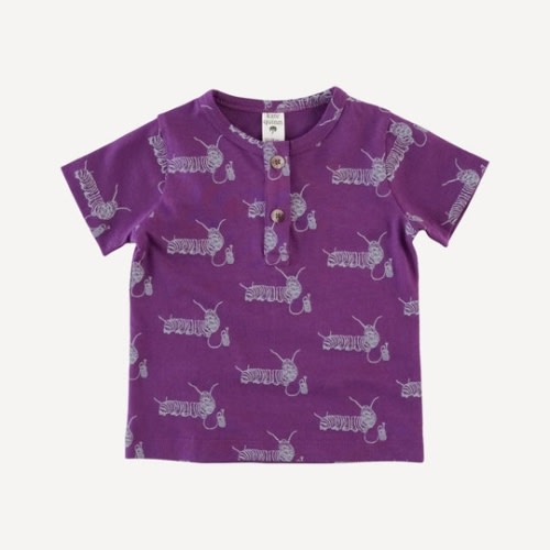 short sleeve basic henley tee | plum caterpillar | organic cotton jersey
