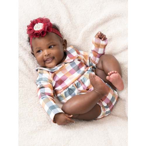 Cranberry Vintage Plaid Bubble Romper