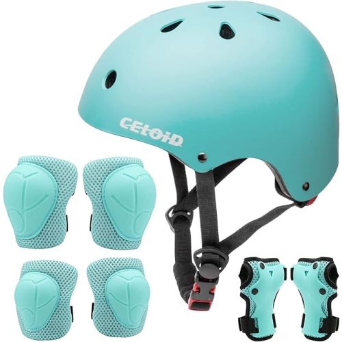Kids Bike Skateboard Helmet Pad Set,Toddler Cyling Protective Gear Knee & Elbow Pads Wrist Guards for 5-8-10-12-14-16 Years Girls Boys Bicycle Scooter Roller Skate Inline Skating Rollerblading