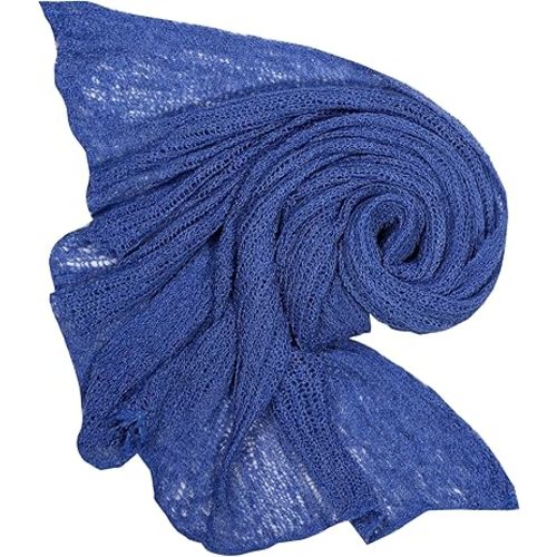 Matissa Newborn Baby Photography Prop Swaddle Cheesecloth Knit Crochet Wrap 16 Colors Available (Royal Blue)