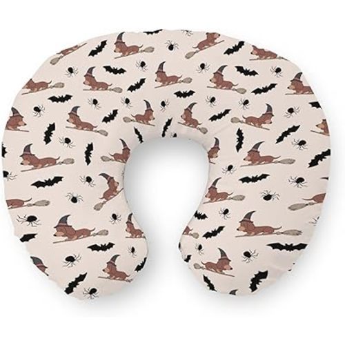 Spooky Dachshund Halloween Nursing Pillow Covers Gothic Dogs Witch Moon Stars Soft Stretchy Nursing Cover for Breastfeeding Pillows Dogs Lovers Gift Pillow Slipcover for Baby Girls Boys Newborn
