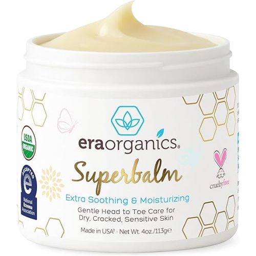 Era Organics Healing Ointment for Babies - USDA Certified Organic Natural Moisturizer Gentle on Sensitive Skin Prone To Baby Eczema, Cradle Cap (Infant Seborrheic Dermatitis), Rashes, Hives 4oz