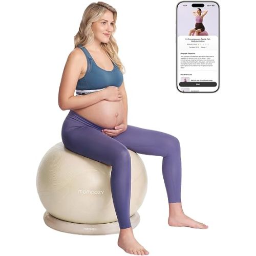 Momcozy BirthEase Pregnancy Ball Set, Birthing Yoga Ball with App Courses