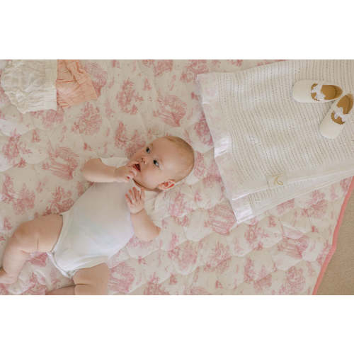 Spring Toile Pink Quilted Playmat - Organic Cotton Baby Playmat – The Gilded Bird US