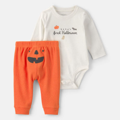 Baby 2-Piece 'Baby's First Halloween' Long-Sleeve Bodysuit & Pant Set - Orange/Cream | Carter’s Oshkosh Canada