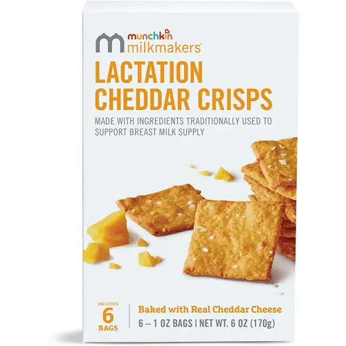 Munchkin® Milkmakers® Lactation Cheddar Crisps for Breastfeeding Moms with Oats and Flax, 6 Count