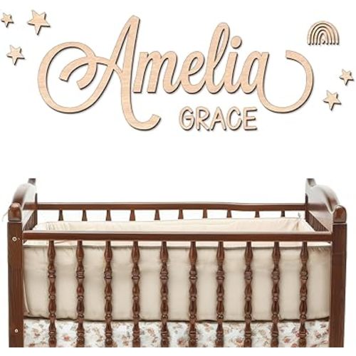 Personalized Name Sign for Nursery - Custom Wooden Name Signs for Kids Room, Personalized Nursery Name Sign - Perfect Baby Room Decor, Wall Name Decoration & Wedding signs, Family Name Signs (First Name & Middle Name)