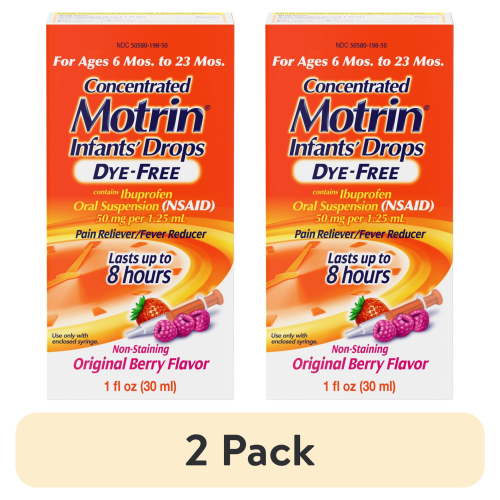 (2 pack) Infants' Motrin Liquid Ibuprofen Berry Drops, 1 fl. oz