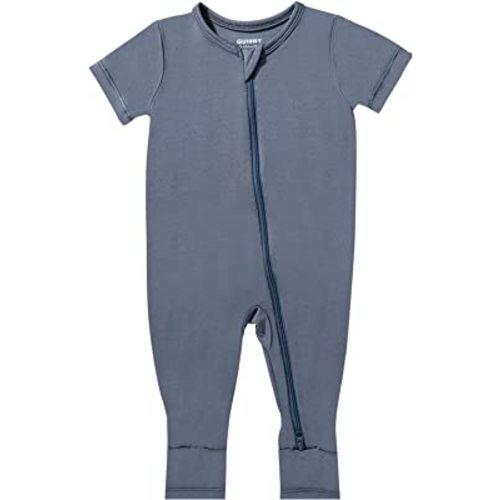 GUISBY Rayon Made from Bamboo Baby Pajamas, Summer Short Sleeve Footless Rompers, 2 Way Zipper Sleeper