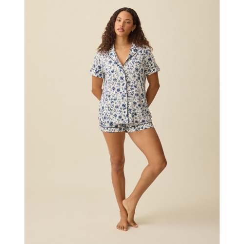 Clea Bamboo Short Sleeve Pajama Set | Navy Toile - Kindred Bravely