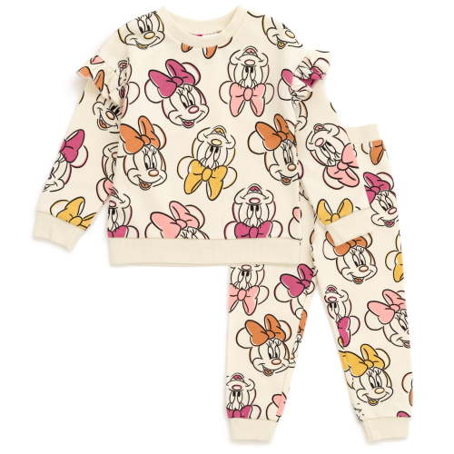 Disney Minnie Mouse Fleece Drop Shoulder Sweatshirt and Jogger Pants Outfit Set Newborn to Little Kid