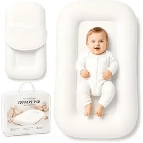 Baby Lounger for Newborns 0-24 Months, Soft Breathable Cotton Infant Support Cushion for Tummy Time & Play, Portable Tummy Time Mat, Baby Essentials -White (Cover Included）