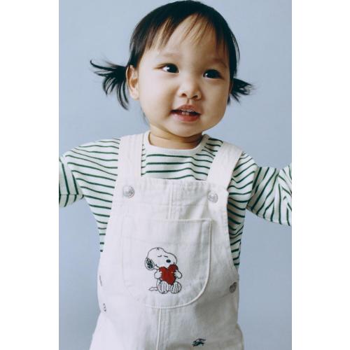 SNOOPY PEANUTS™ TWILL LONG OVERALLS - Ecru | ZARA United States