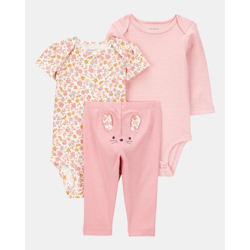Baby Girl 3-Piece Floral Mouse Little Character Set® - Pink