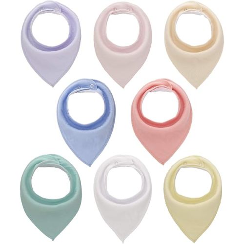 Maiwa Cotton Bandana Drool Bibs for Baby Girl Boys for Drooling and Teething for 8 Pack