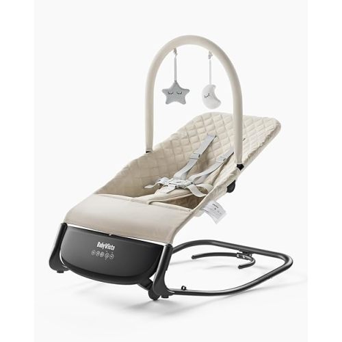 Electric Baby Bouncer with Auto Rocking, 3-in-1 Baby Bouncer Seat & Rocker Chair, Battery or Plug-in Powered, Adjustable Height, Music & White Noise, Portable Infant Bouncer seat for Babies 0-12 Month