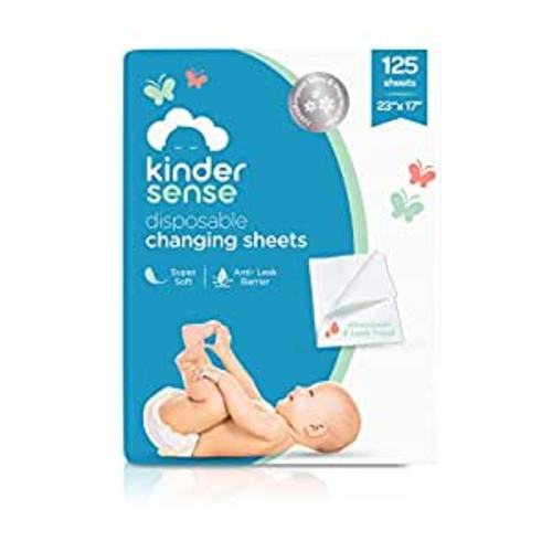 Amazon.com : Kindersense® Disposable Changing Sheets for Baby Diaper (125 Sheets) | Thin Portable Changing Pad Liners (23" x 17.5") | Paper Top Layer - Waterproof Bottom Layer | Leak Proof Infant Changing Mat : Baby