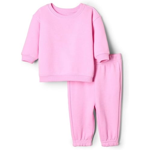 Amazon Essentials x Sofia Grainge Unisex Babies' Sweatshirt & Sweatpant Set, Pink, 0-3 Months